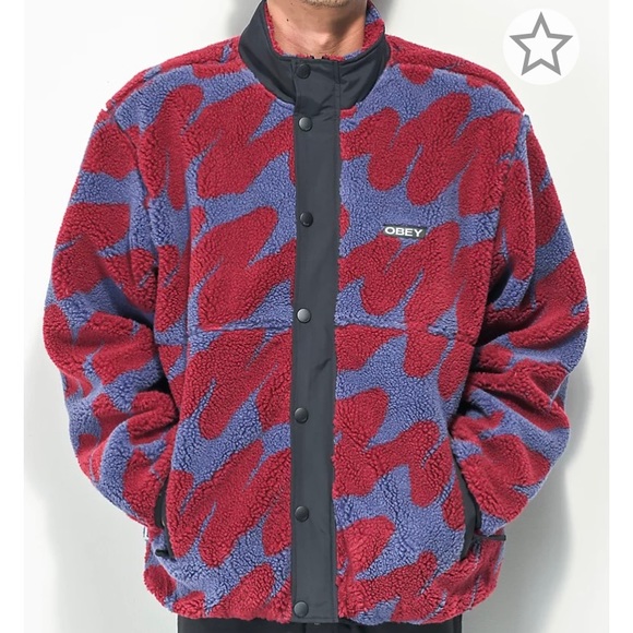 The brand is obey and the colors are purple and red/maroon and it’s an xl - Picture 4 of 4